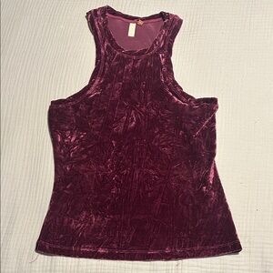 Pilcro Velvet Tank Top - Deep Purple